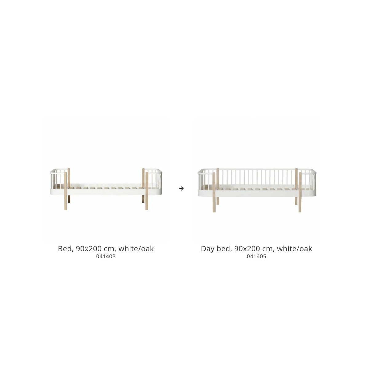 Oliver Furniture Conversion Set, Wood bed to Wood day bed, white/oak – product photo