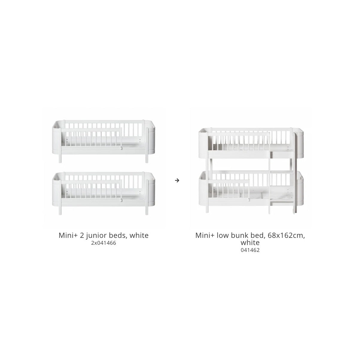 Oliver Furniture Conversion Set, Mini+ 2 junior beds to low bunk bed, white – product photo