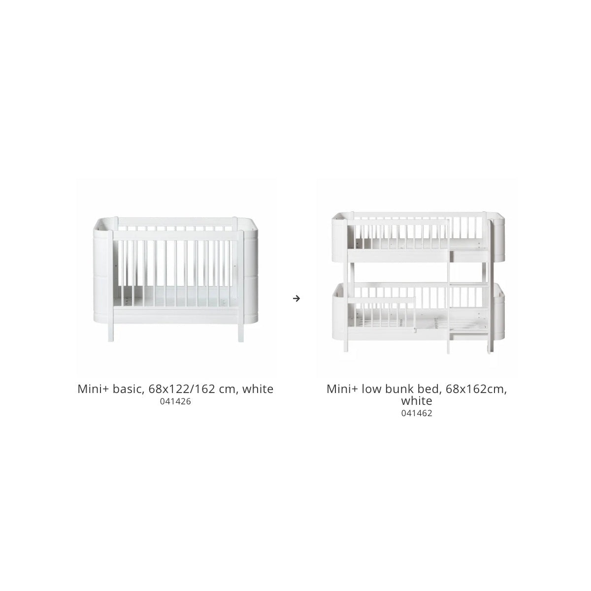 Oliver Furniture Wood Conversion Set, Mini+ basic to Mini+ low bunk bed, white – product photo