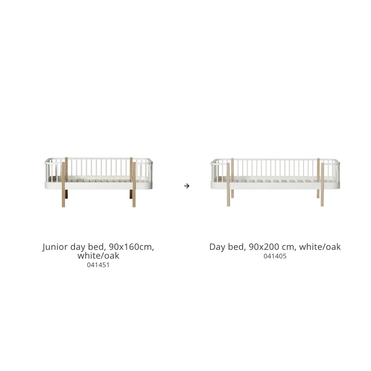 Oliver Furniture Conversion Set, junior day bed to day bed, white/oak – product photo