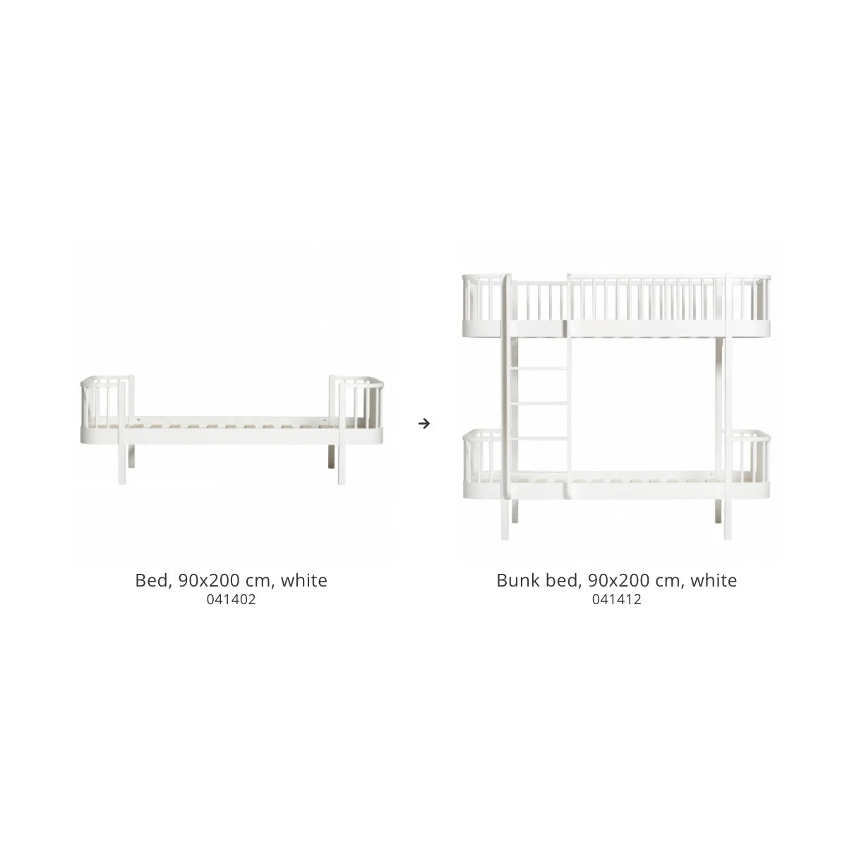 Oliver Furniture Conversion Set | Wood Day Bed To Wood Bunk Bed | White – product photo of conversion set components