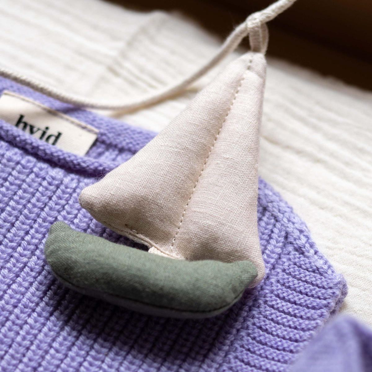 Cala Garland by Dear April, fabric sailboats on a cotton cord