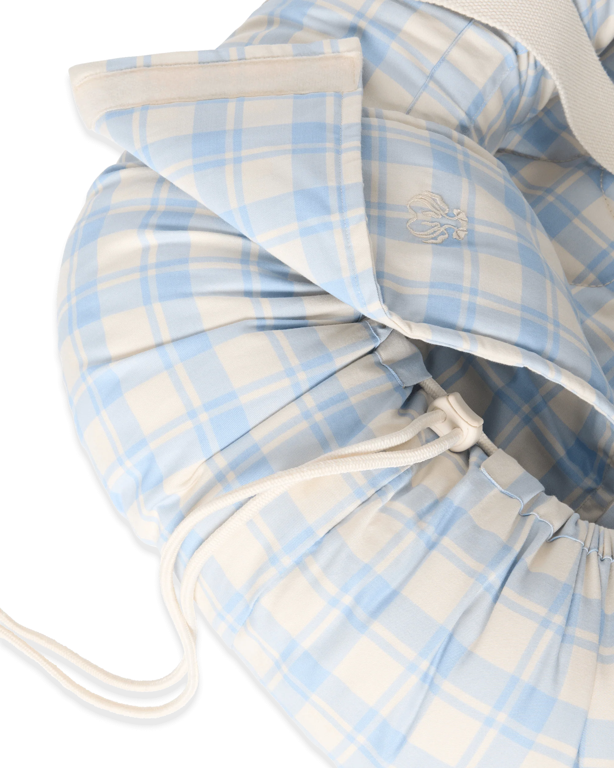 Draagbaar Babynestje Organic Cotton Plaid Blue Sky