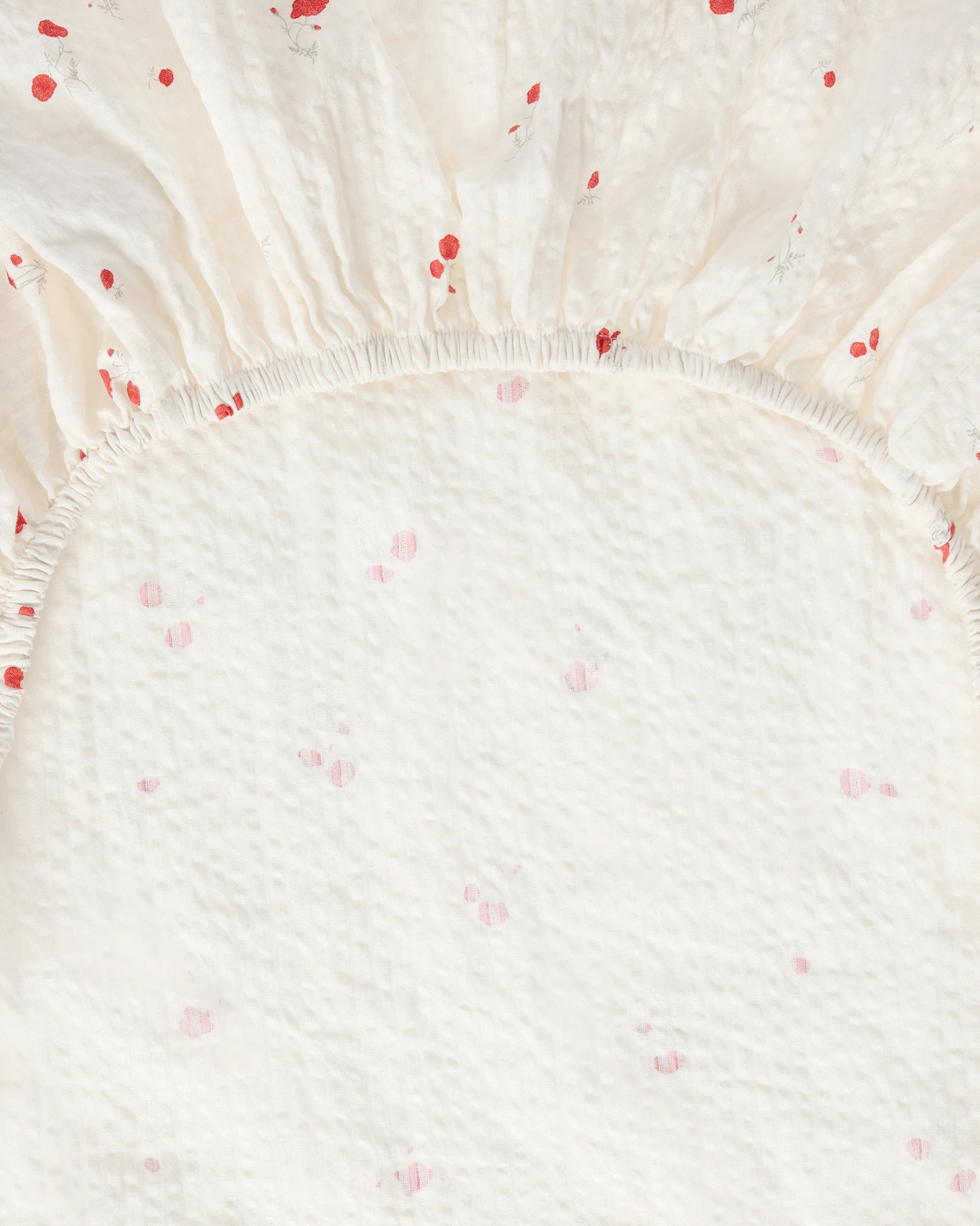 Fitted Sheet Seersucker Poppy