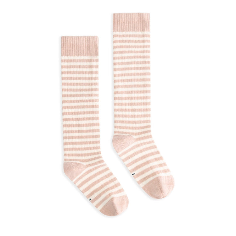 Long Ribbed Socks Faded Pink Cream