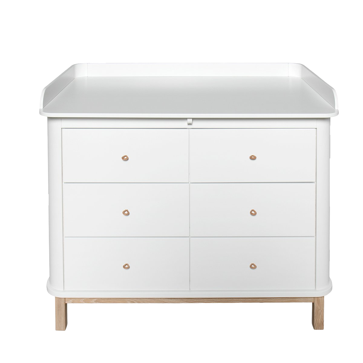 Wood Nursery Dresser 6 Drawers Large Top White/Oak