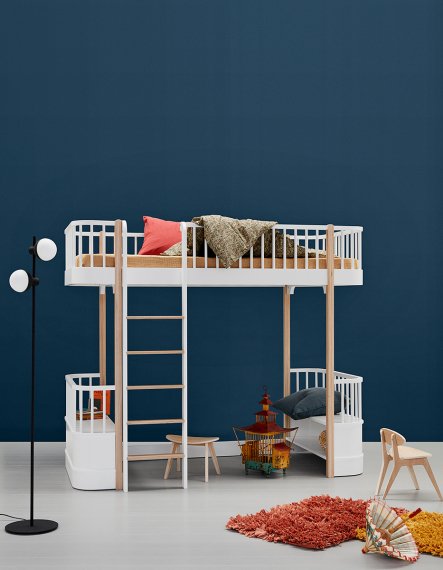 Wood Loft Bed White/Oak