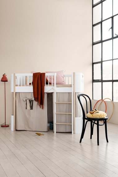 Wood Mini+ Laag Loft Bed - Wit/Eiken
