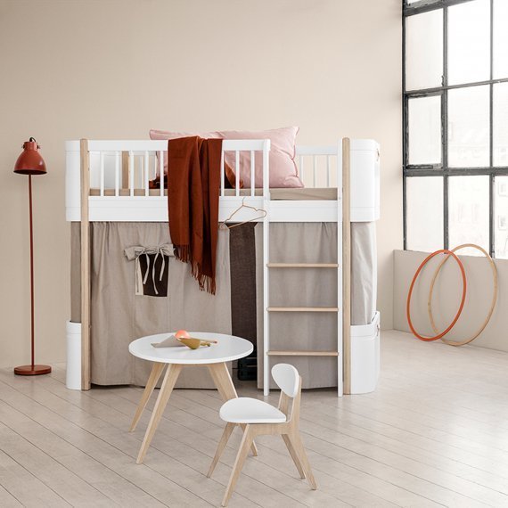 Wood Curtain Mini+ Low Loft Bed Nature