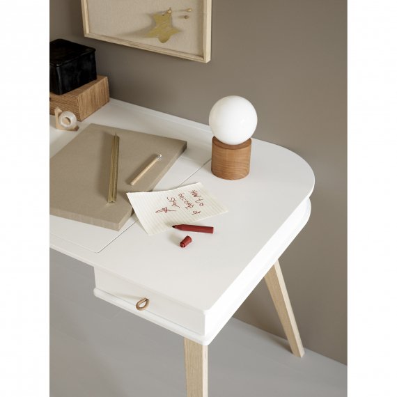 Wood Desk Large & Armchair White/Oak
