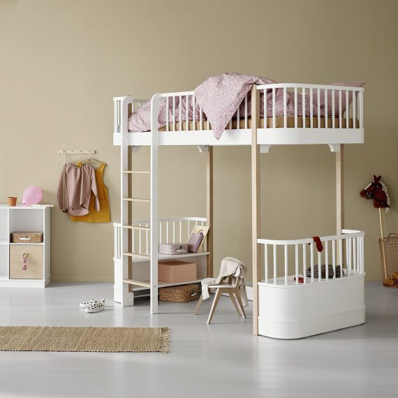 Wood Loft Bed White/Oak