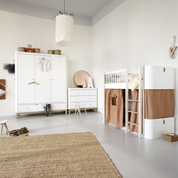 Wood Mini+ Low Loft Bed White Oak