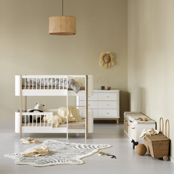 Wood Mini+ Laag Stapelbed - Wit/Eiken