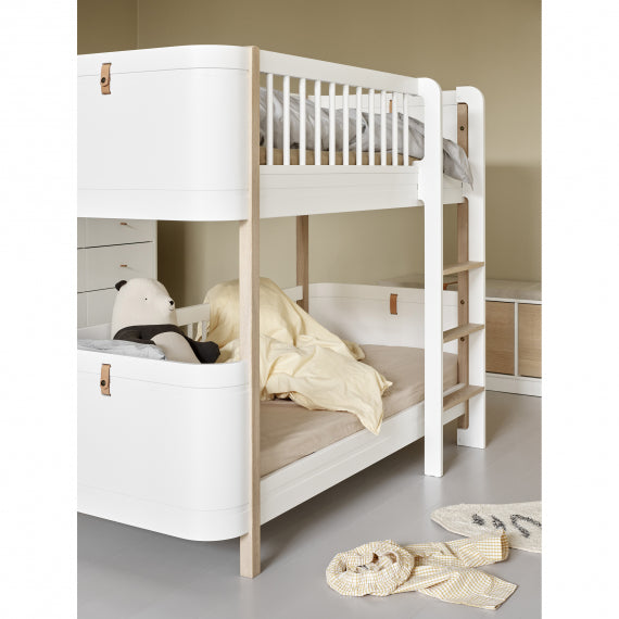 Wood Mini+ Laag Stapelbed - Wit/Eiken
