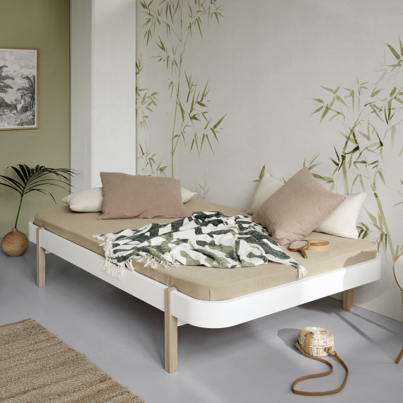 Wood Lounge Bed Large Wit/Eiken