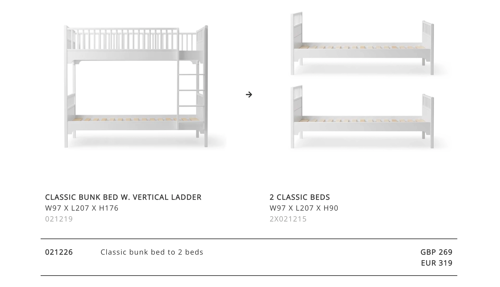 Conversion bunk bed to bed and day bed - 041569