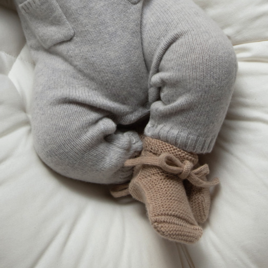 Hvid Merino Booties Sand Archive Store Knit Baby Shoes