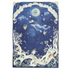 A hand-illustrated large muslin blanket with a design featuring children, trees, animals, and a night sky.