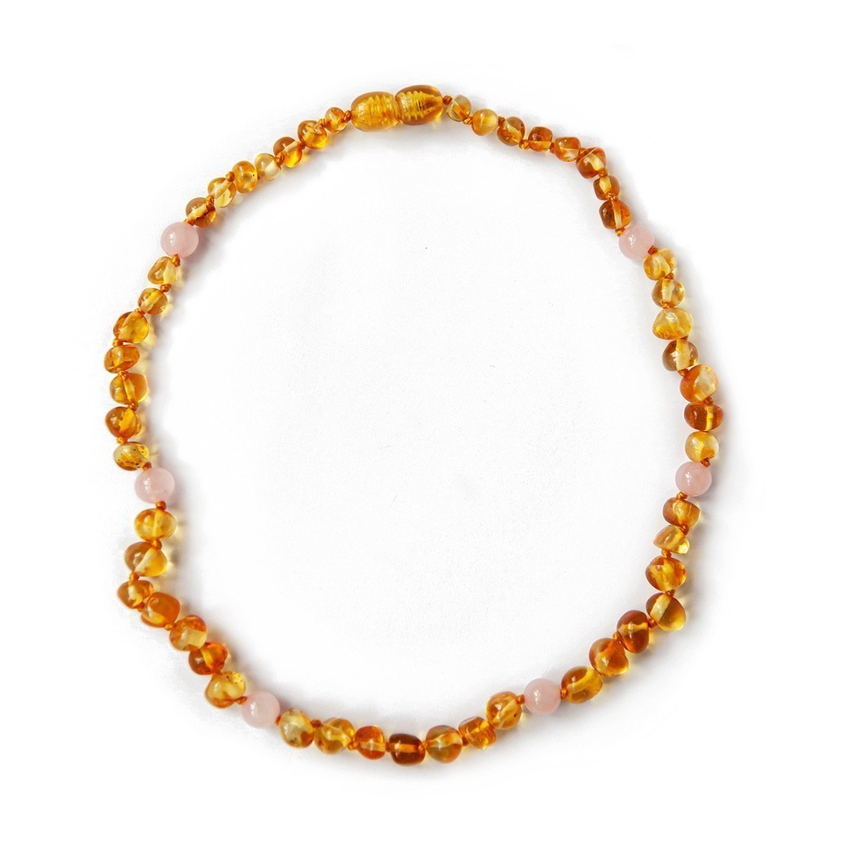 Amber Ketting Honey Rosequartz
