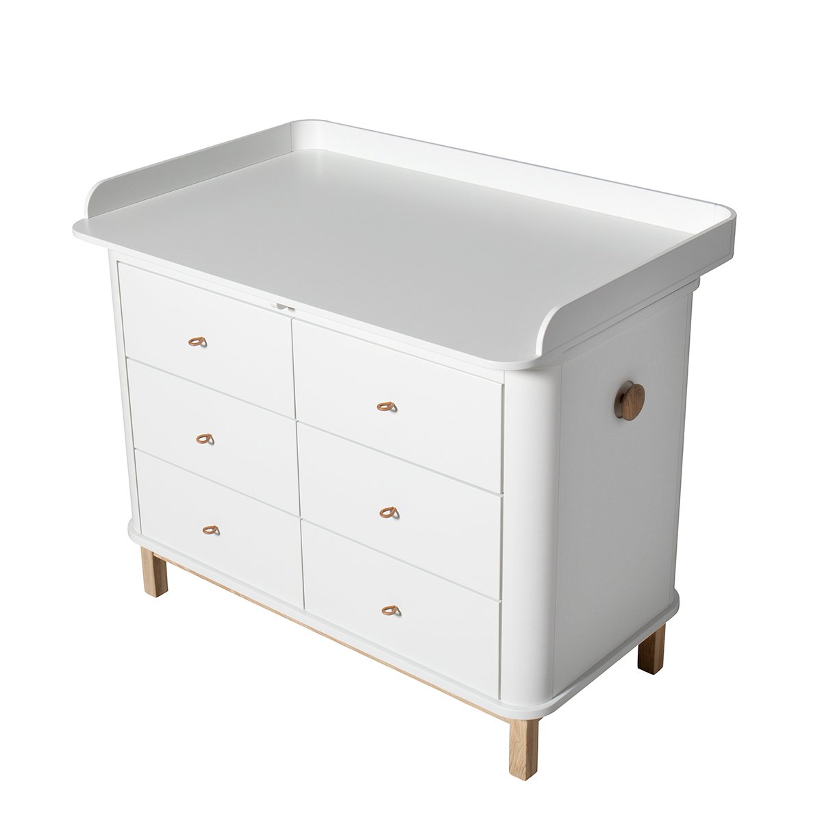 Wood Commode 6 Laden Large Top Wit/Eiken