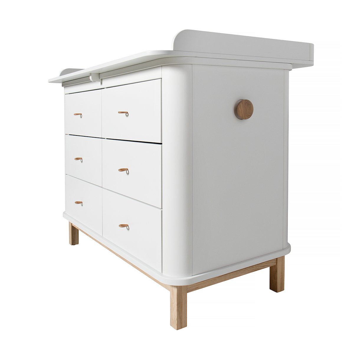 Wood Commode 6 Laden Large Top Wit/Eiken