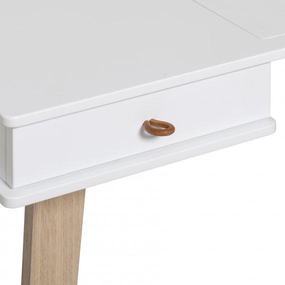 Wood Desk Large & Armchair White/Oak