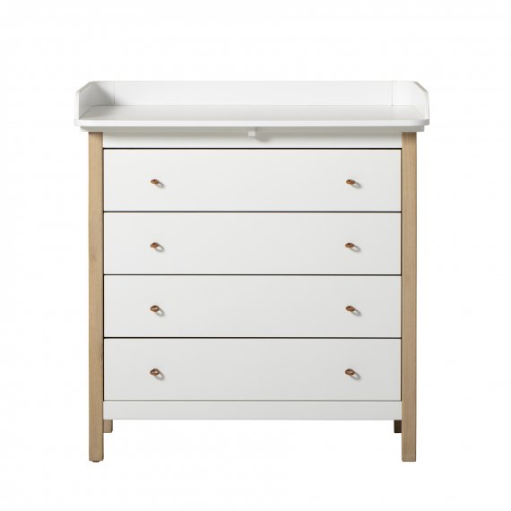 Wood Nursery Dresser with nursery top, White/Oak