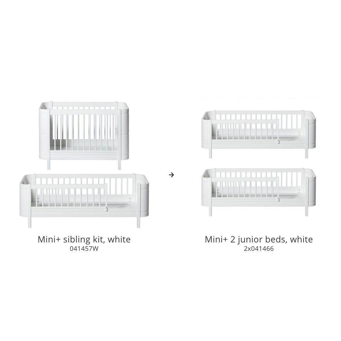 Wood Conversion Set | Mini+ Basic & Sibling Kit To 2 Junior Beds White/Oak | 41464