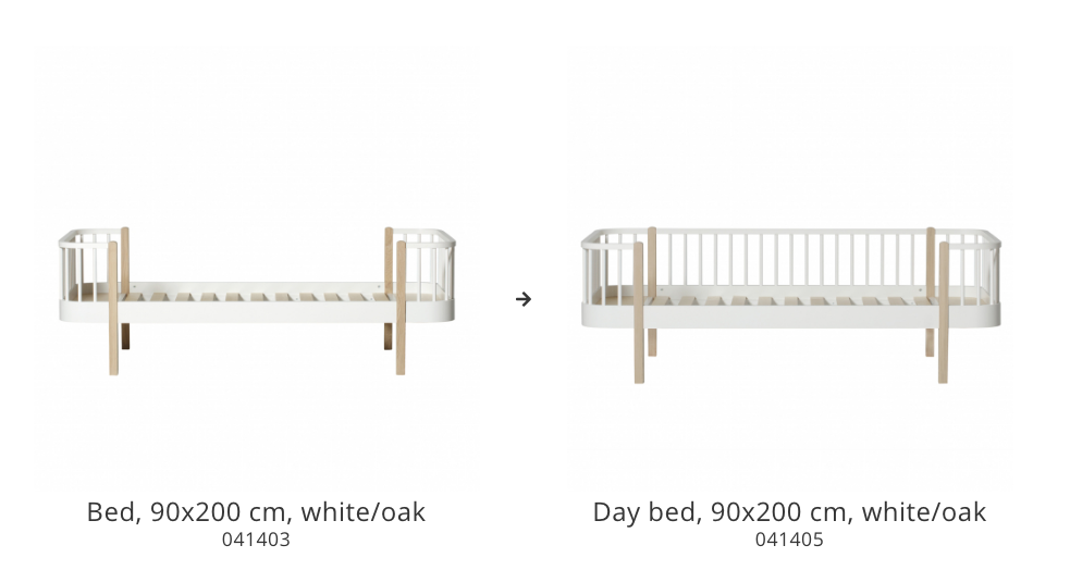 Conversion Set | Wood Bed To Wood Day Bed | White/Oak
