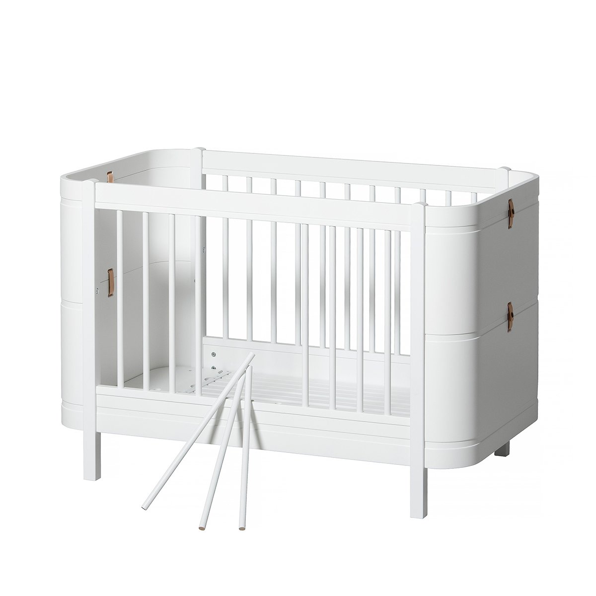 Wood Mini+ Cot Incl. Junior Kit | White