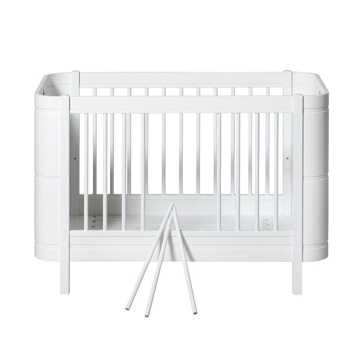 Wood Mini+ Cot Incl. Junior Kit | White