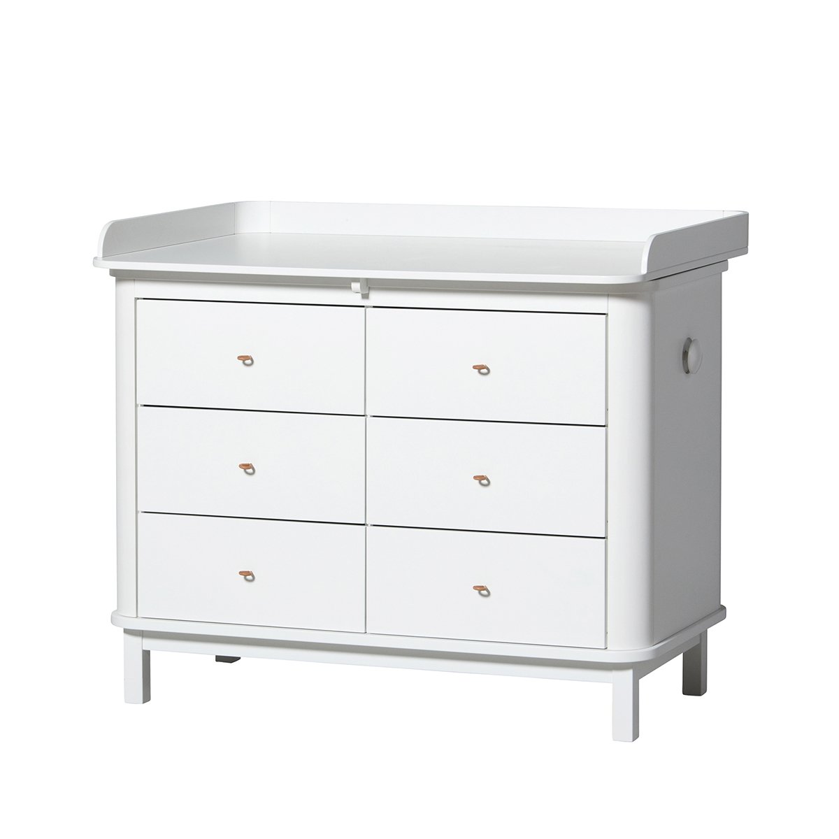 Wood Commode 6 Lades Large Top - Wit