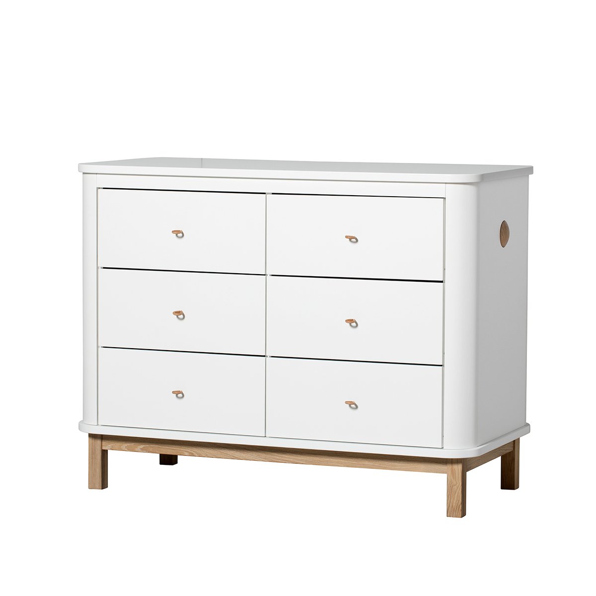 Wood Commode 6 Lades Wit/Eiken
