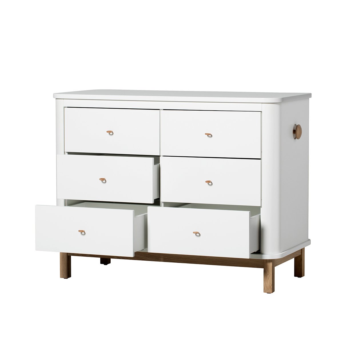 Wood Commode 6 Lades Wit/Eiken