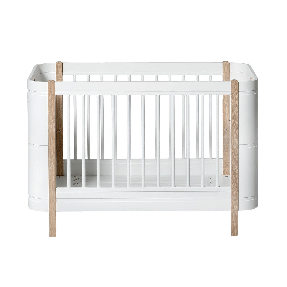 Wood Mini+ Cot Bed Excl. Junior Kit | White/Oak
