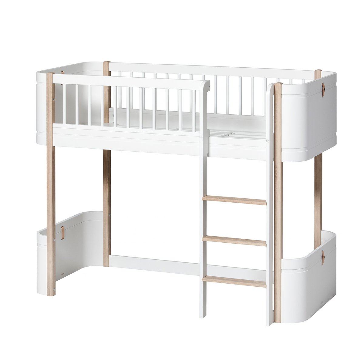 Wood Mini+ Laag Loft Bed - Wit/Eiken