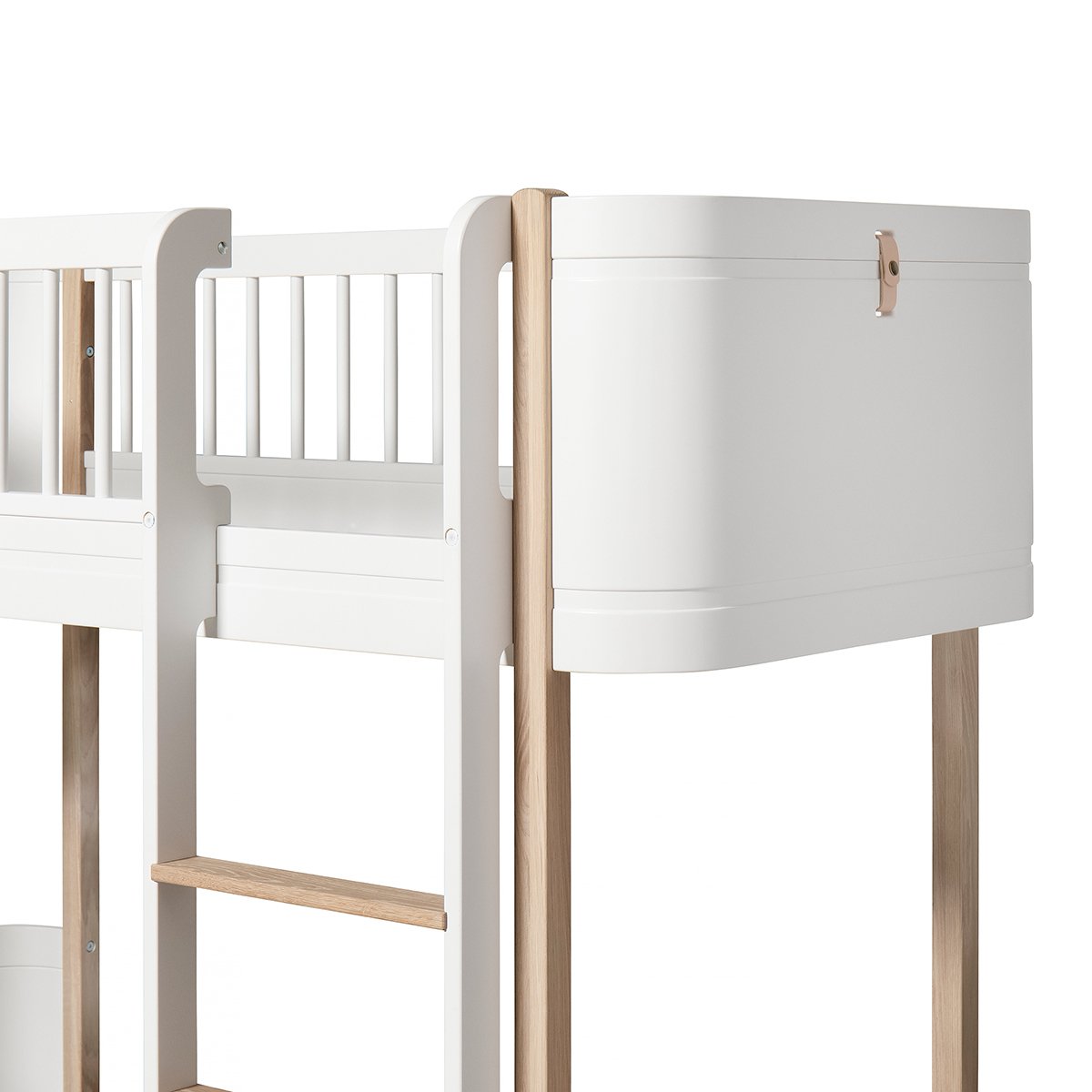 Wood Mini+ Laag Loft Bed - Wit/Eiken