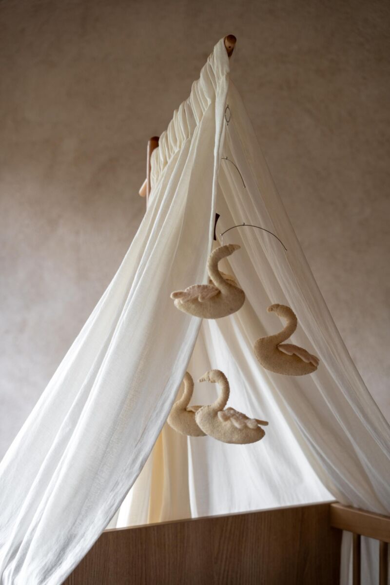 Ecru Cotton Canopy for Wooden Stand