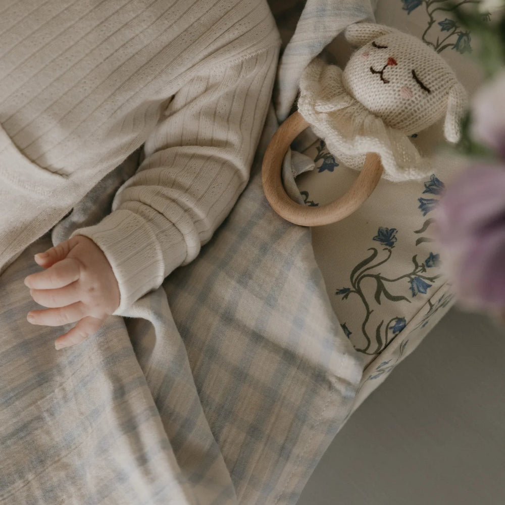 Mousseline Hydrofiele doeken – Set van 2 | Gingham Sky Aardbei