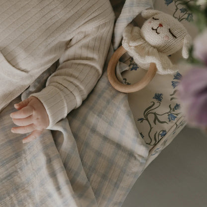 Mousseline Hydrofiele doeken – Set van 2 | Gingham Sky Aardbei