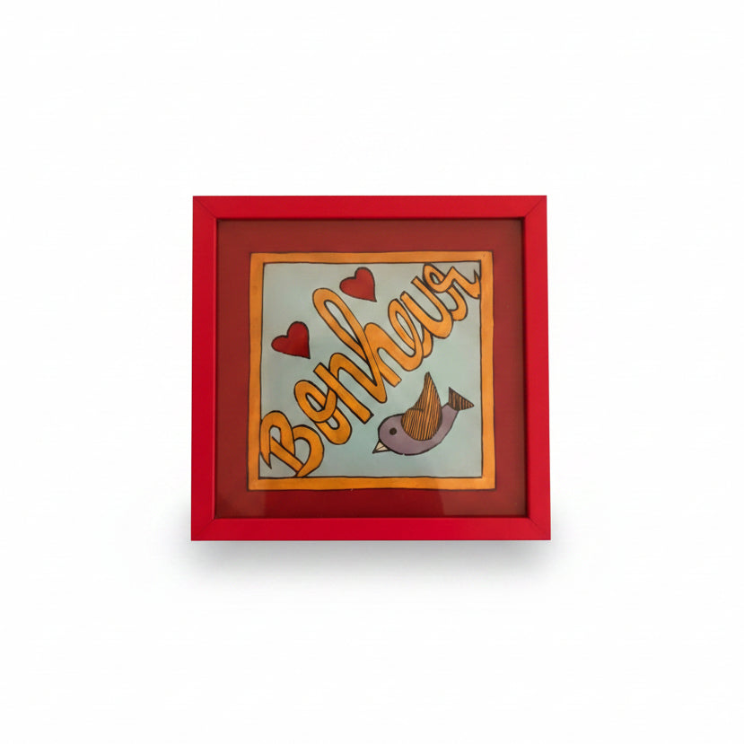 Bonheur bird mint painting - Mini
