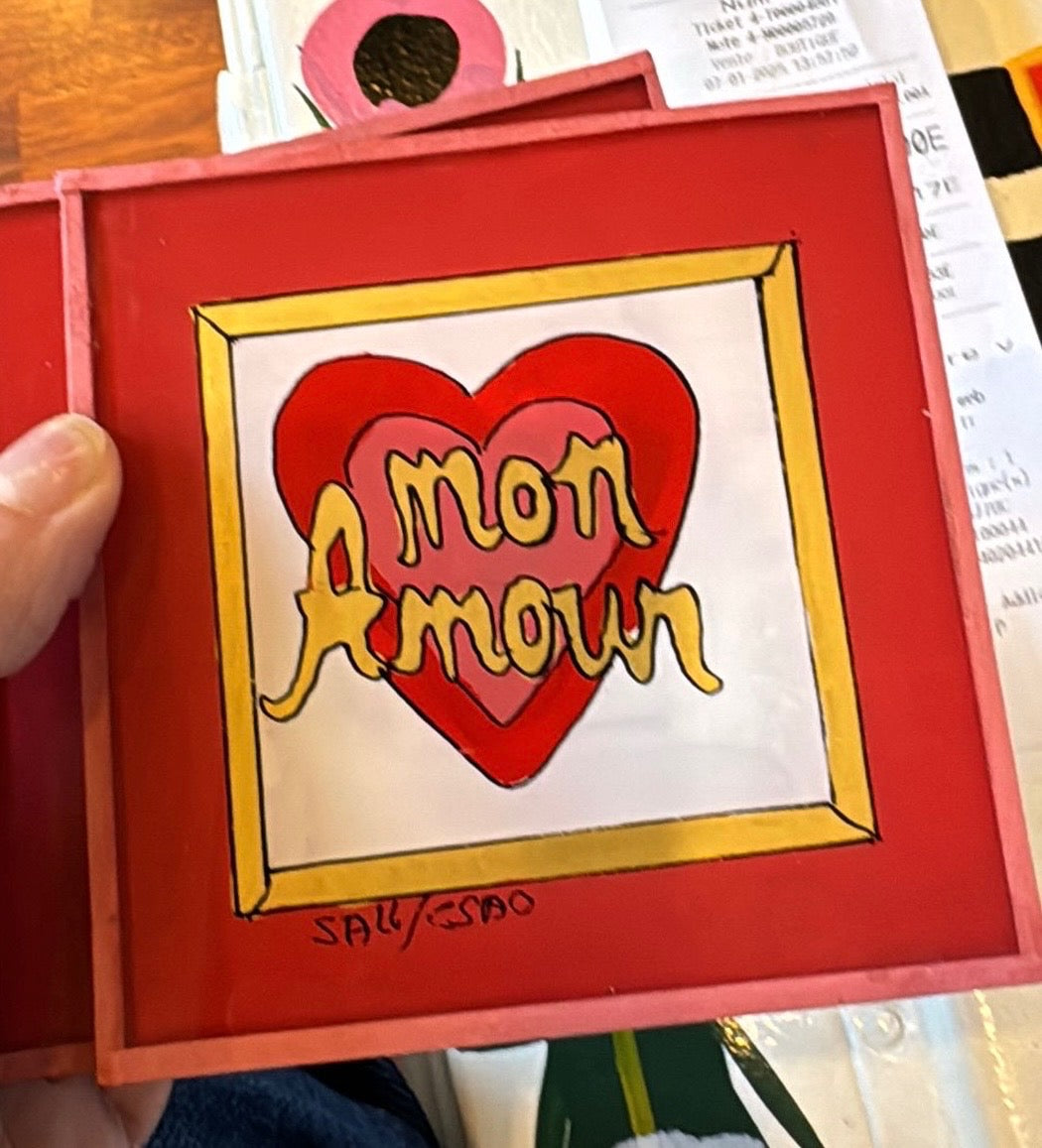 Mon Amour White Heart Painting - Mini