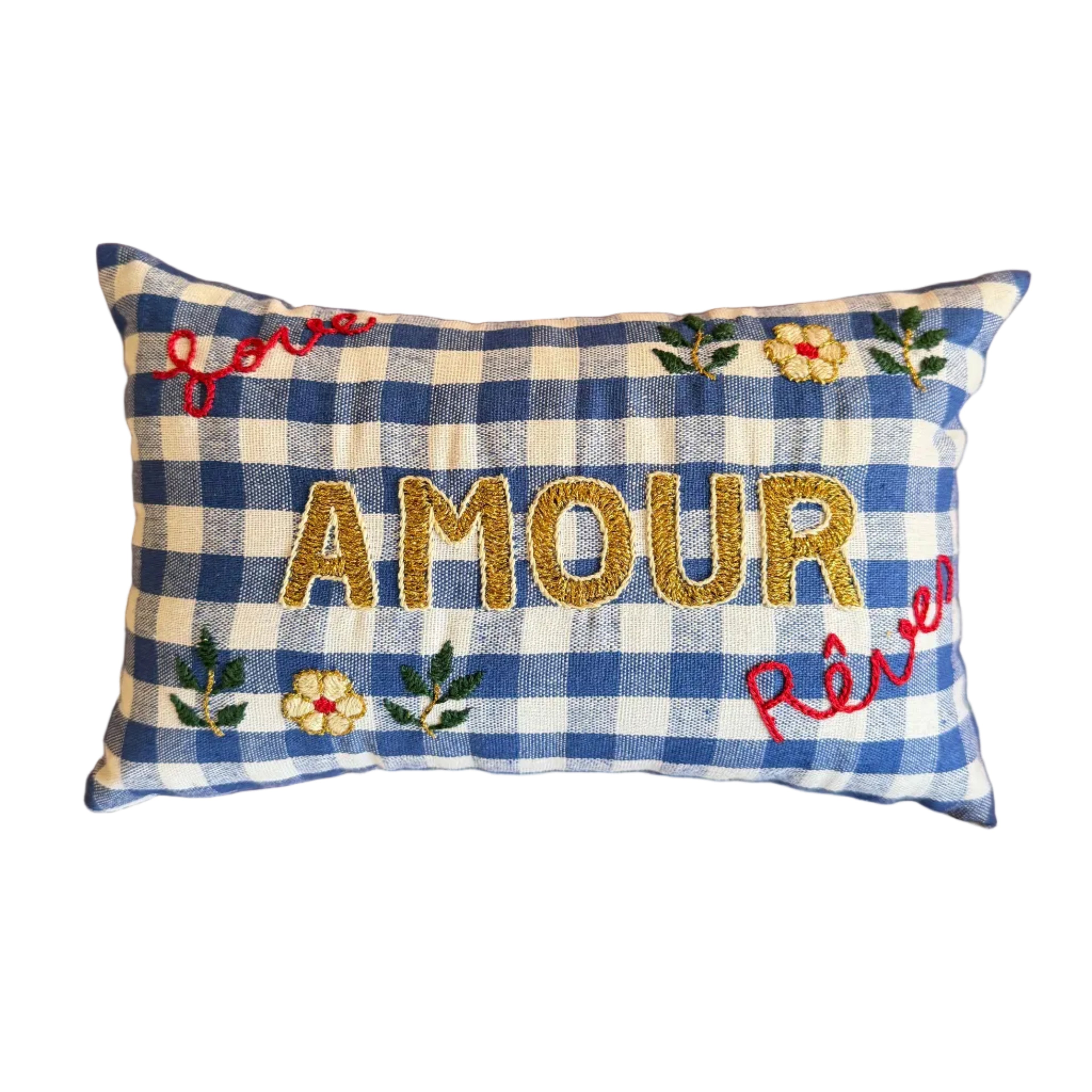 Mini Cushion Amour Blue Check