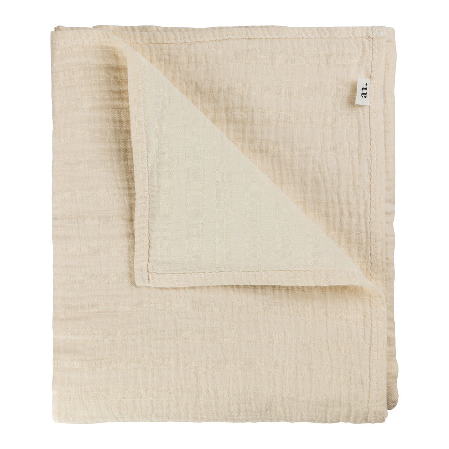 Muslin swaddle by annur with Bonjour embroidery in baobab colour