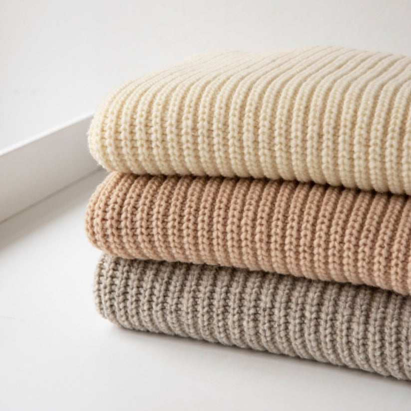 Abel Chunky Wool Knitted Baby Blanket in Grey by Hazel & George for The Archive Store