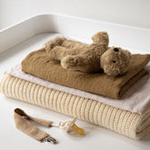 Abel Chunky Wool Knitted Baby Blanket in Cream by Hazel & George for The Archive Store