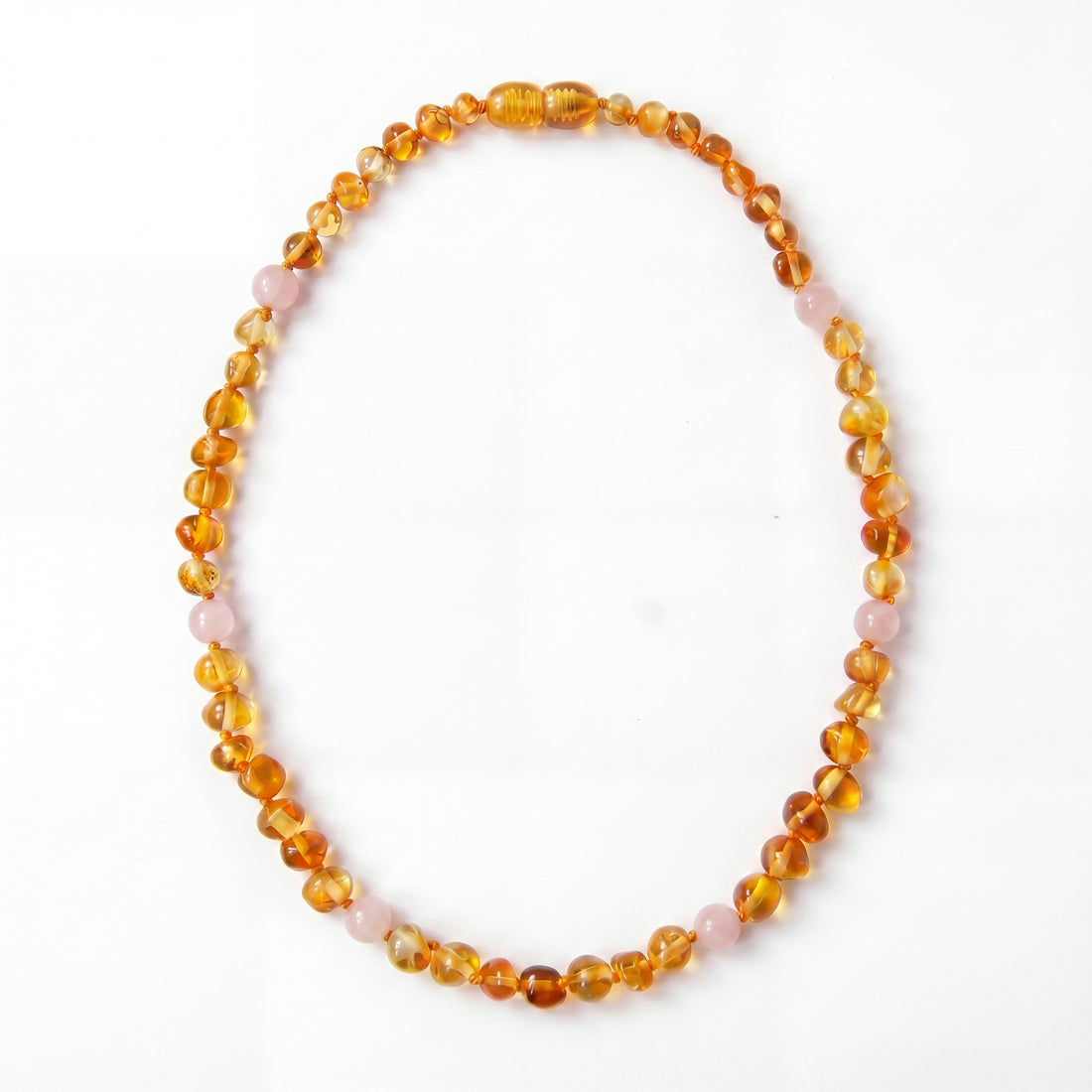Amber Necklace Honey Rose Quartz 45 cm for adults
