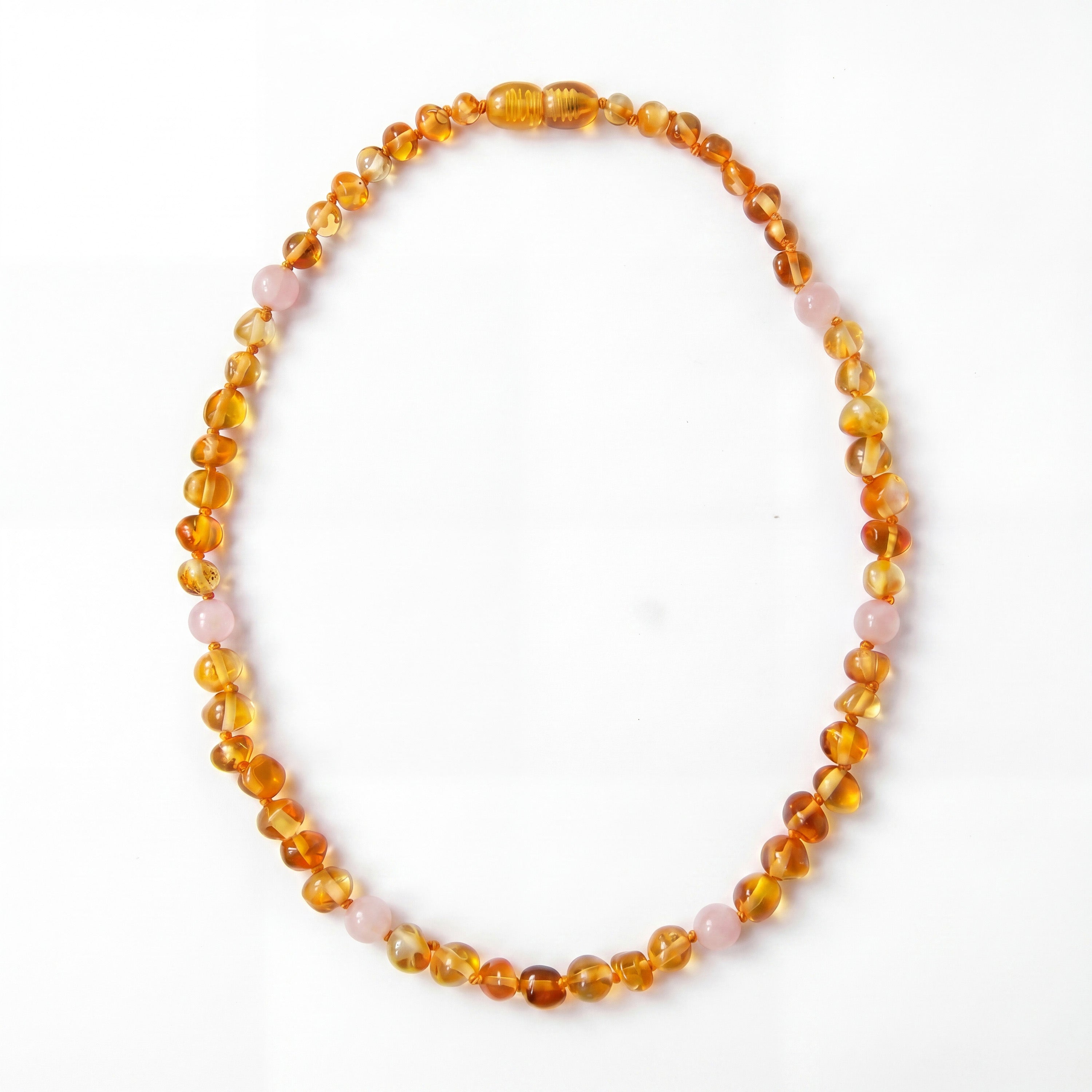 Amber Necklace Honey Rose Quartz 45 cm for adults
