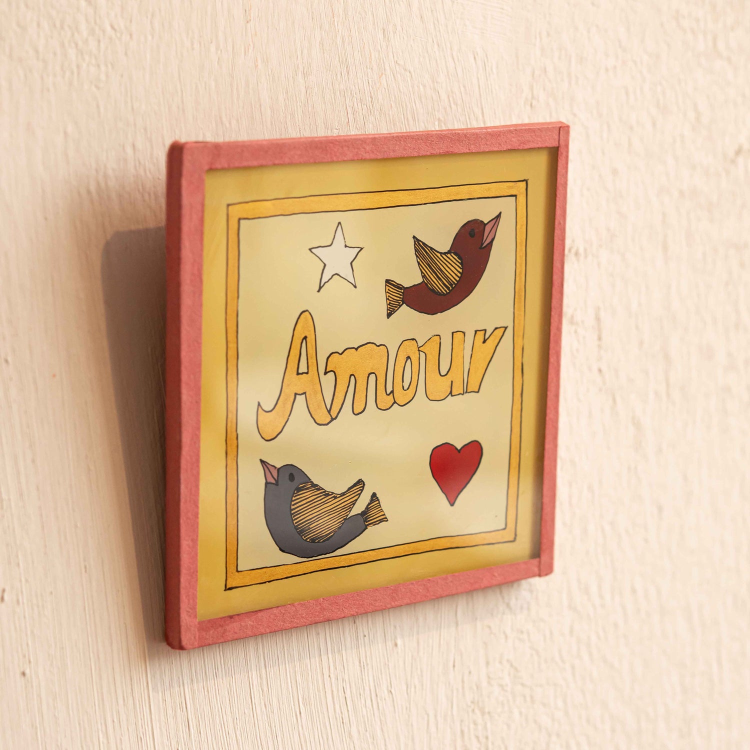 Amour birds yellow painting - Mini