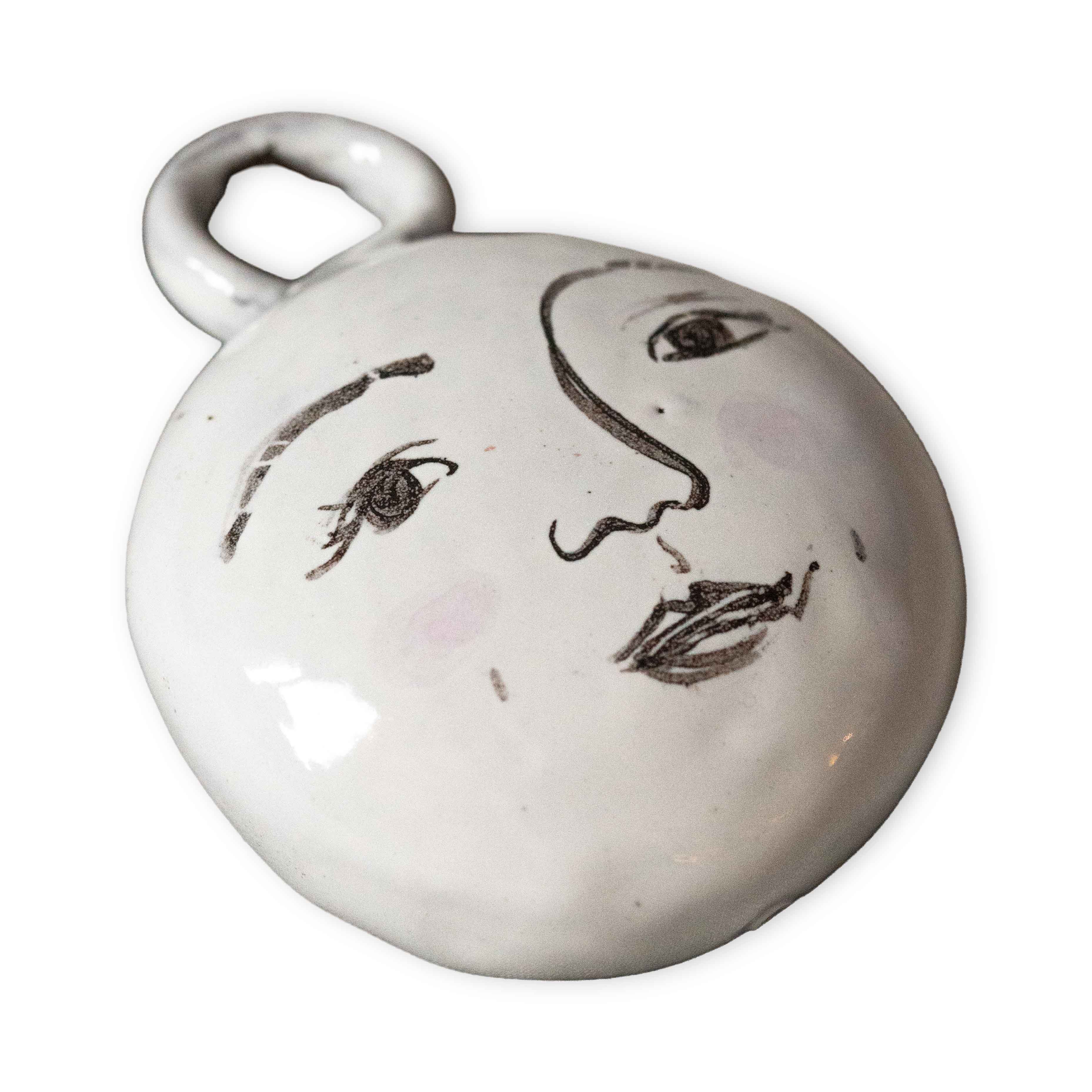 Porcelain Moon Face Ornament